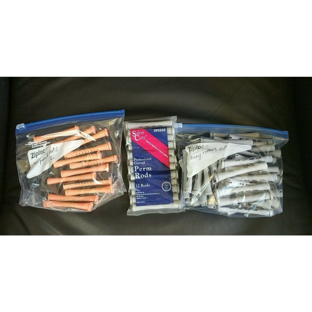 Lot of 72 Gray 12 Dk Peach Mix Concave Perm Rods Salon Care Permanent Curlers